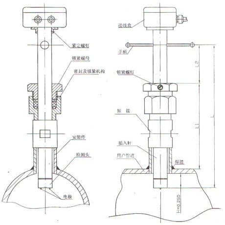 不帶球閥傳感器整體結(jié)構圖